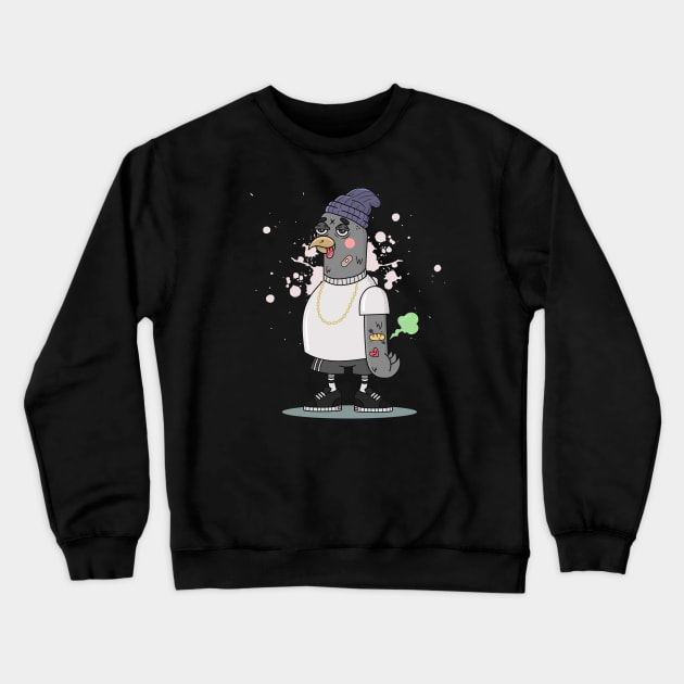 Tattooed Pigeon Crewneck Sweatshirt by bratcave.studio